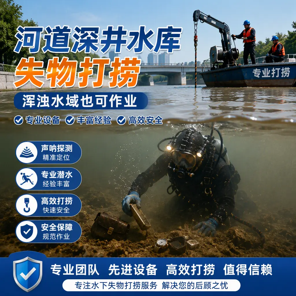 河道深井水库失物打捞，浑浊水域也可作业小金